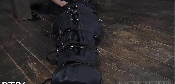  Leather pet gets her suffocating mask removed